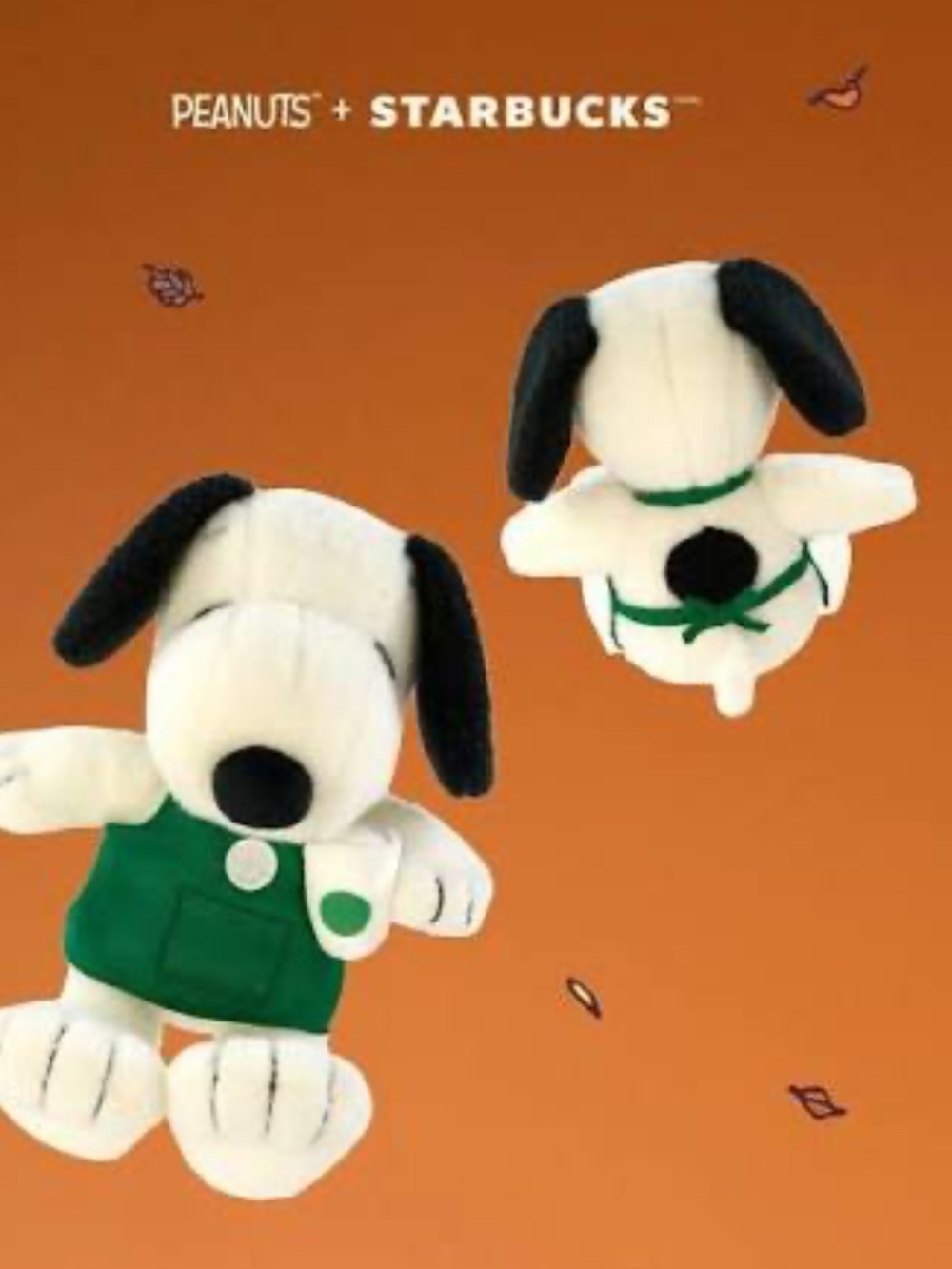 Starbucks Peanuts Snoopy Plush in White, Black & Green
